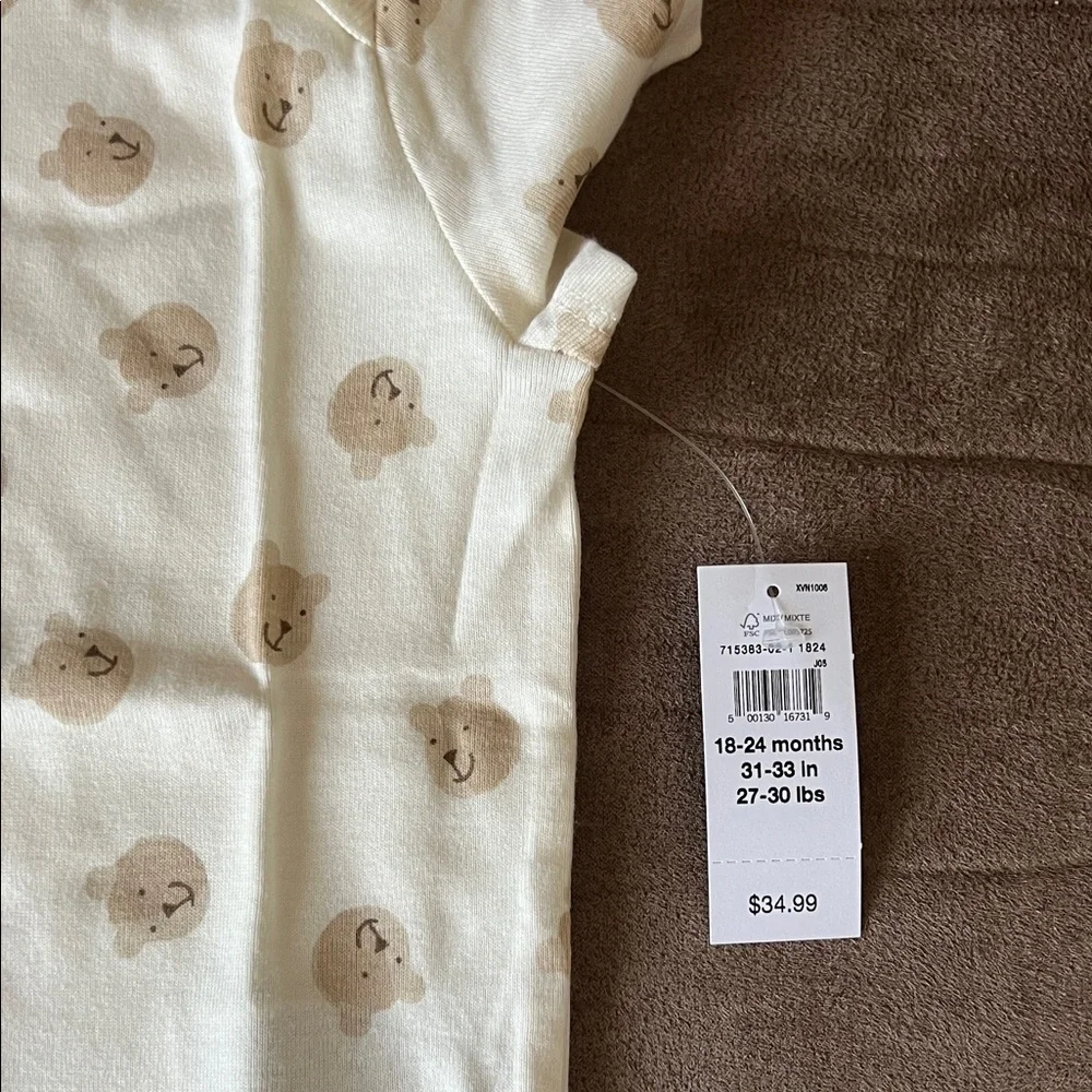 Baby Gap Beige Bear Pattern Baby Bodysuit - Picture 3 of 8